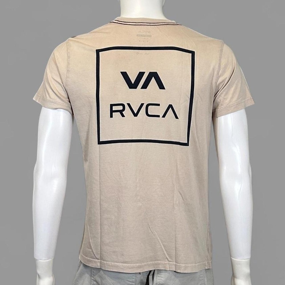 RVCA VA Box Logo T-Shirt Beige Small Minimalist Surf Skate Streetwear